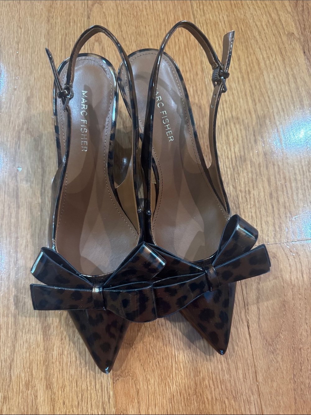Marc Fisher Leopard-Print Bow Slingback Pumps - Brown/Black